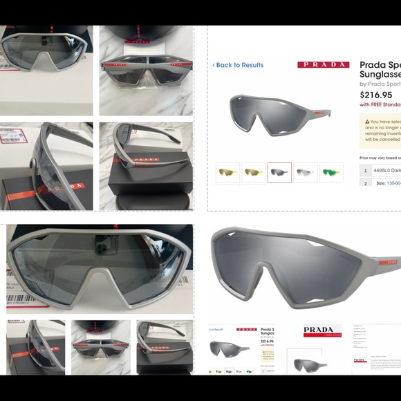 PRADA SPORT, LIGHTWEIGHT WITH MIRRORED SHIELDS SUNGLASSES, UNISEX - Picture 3 of 16